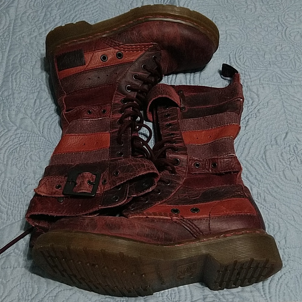Doc Marten's Airwalk combat boots, red calf-height